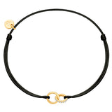 Armband Sterling Silber gelbgold Textil (schwarz) Zirkonia weiß