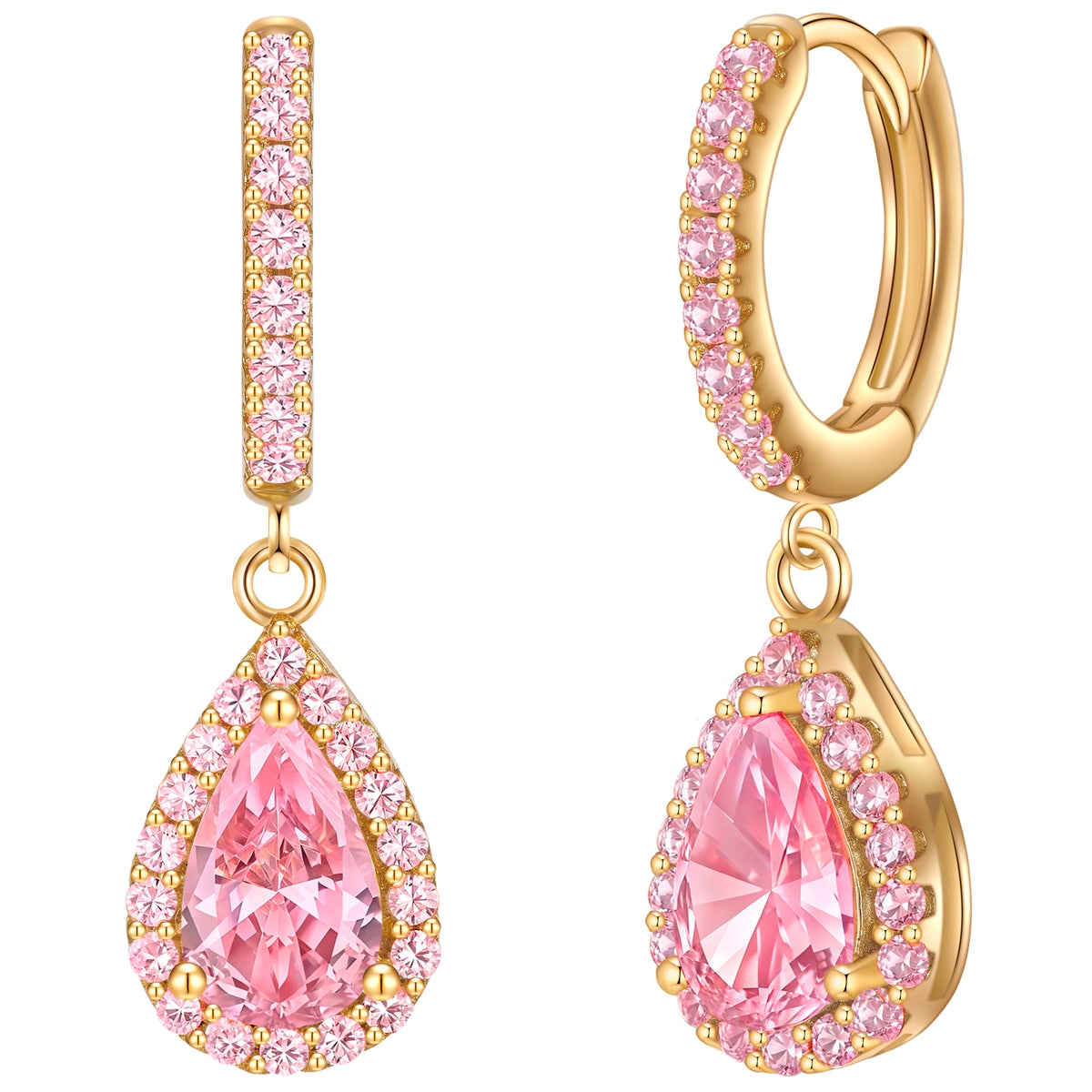 Creolen Sterling Silber gelbgold Zirkonia pink