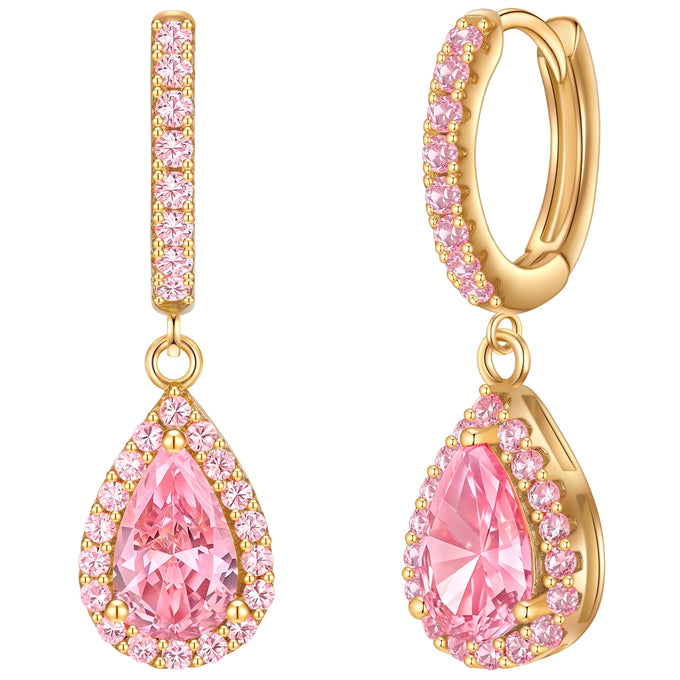Creolen Sterling Silber gelbgold Zirkonia pink