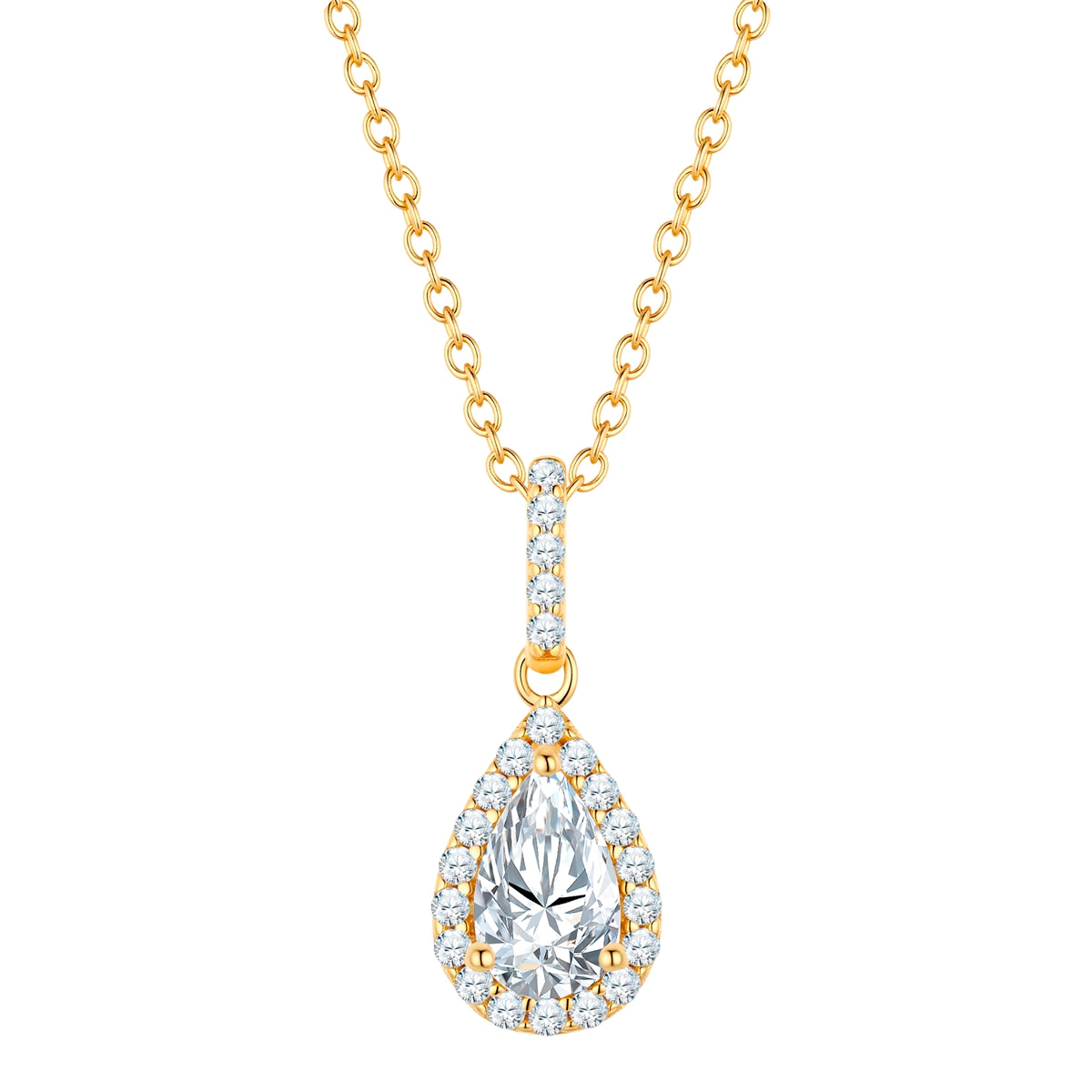 Kette mit Anhänger Sterling Silber gelbgold Zirkonia weiß