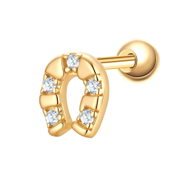 Piercing Sterling Silber gelbgold Zirkonia weiß