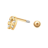 Piercing Sterling Silber gelbgold Zirkonia weiß