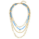 Kette mit Anhänger gelbgold Naturstein türkis