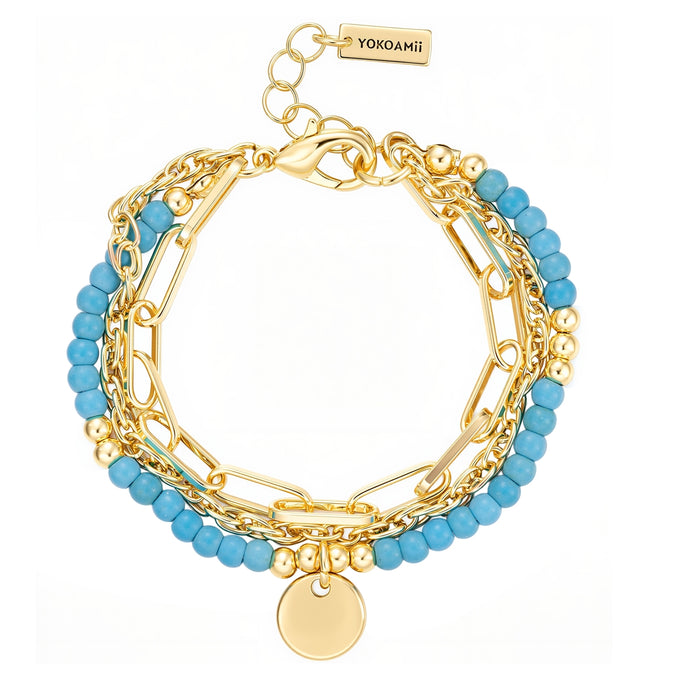 Armband gelbgold Naturstein türkis