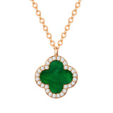Kette mit Anhänger gelbgold Zirkonia weiß Acryl grün