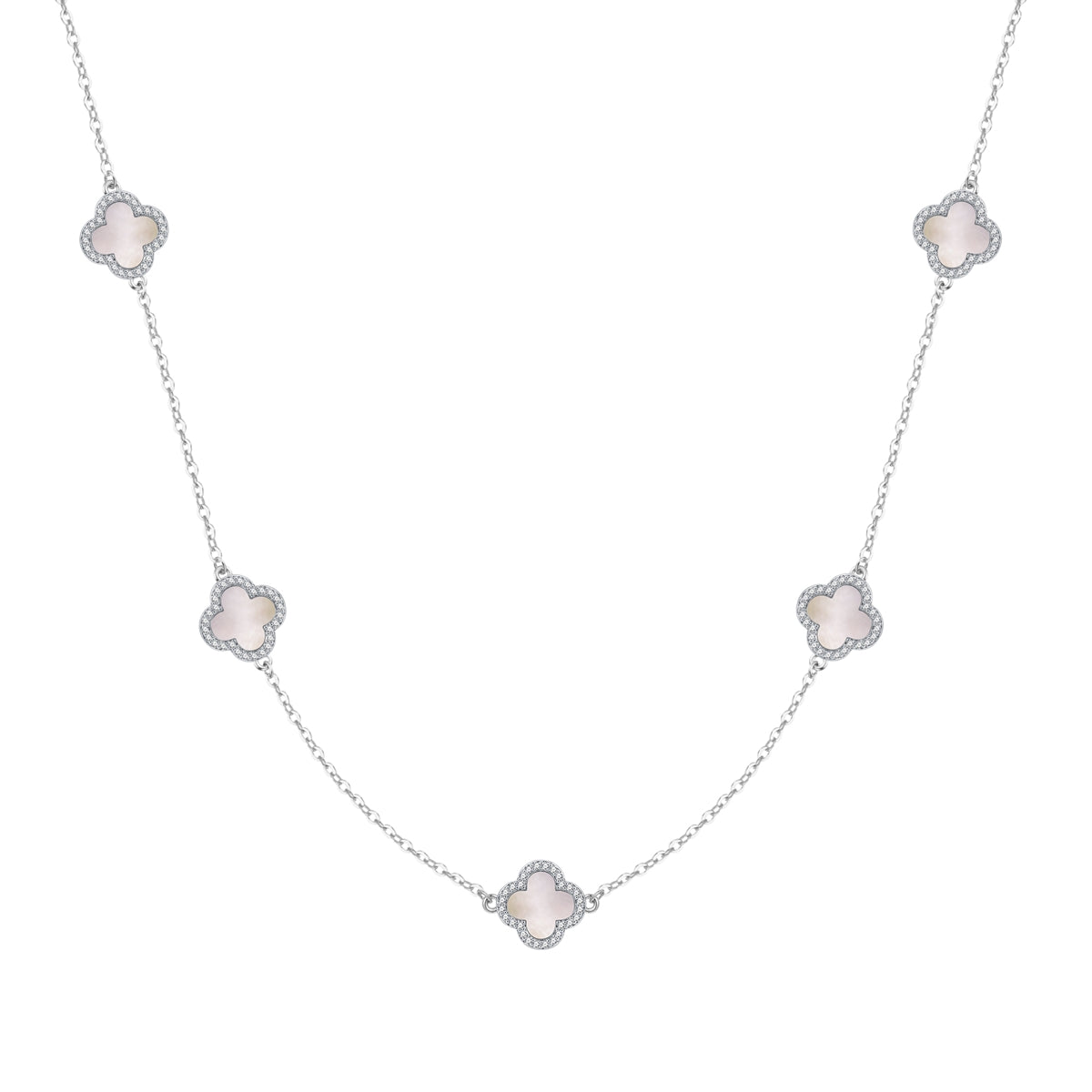 Kette mit Anhänger Zirkonia weiß Perlmutt weiß