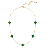 Kette mit Anhänger gelbgold Zirkonia weiß Acryl grün