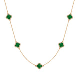 Kette mit Anhänger gelbgold Zirkonia weiß Acryl grün