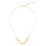 Kette gelbgold Glasperle weiß
