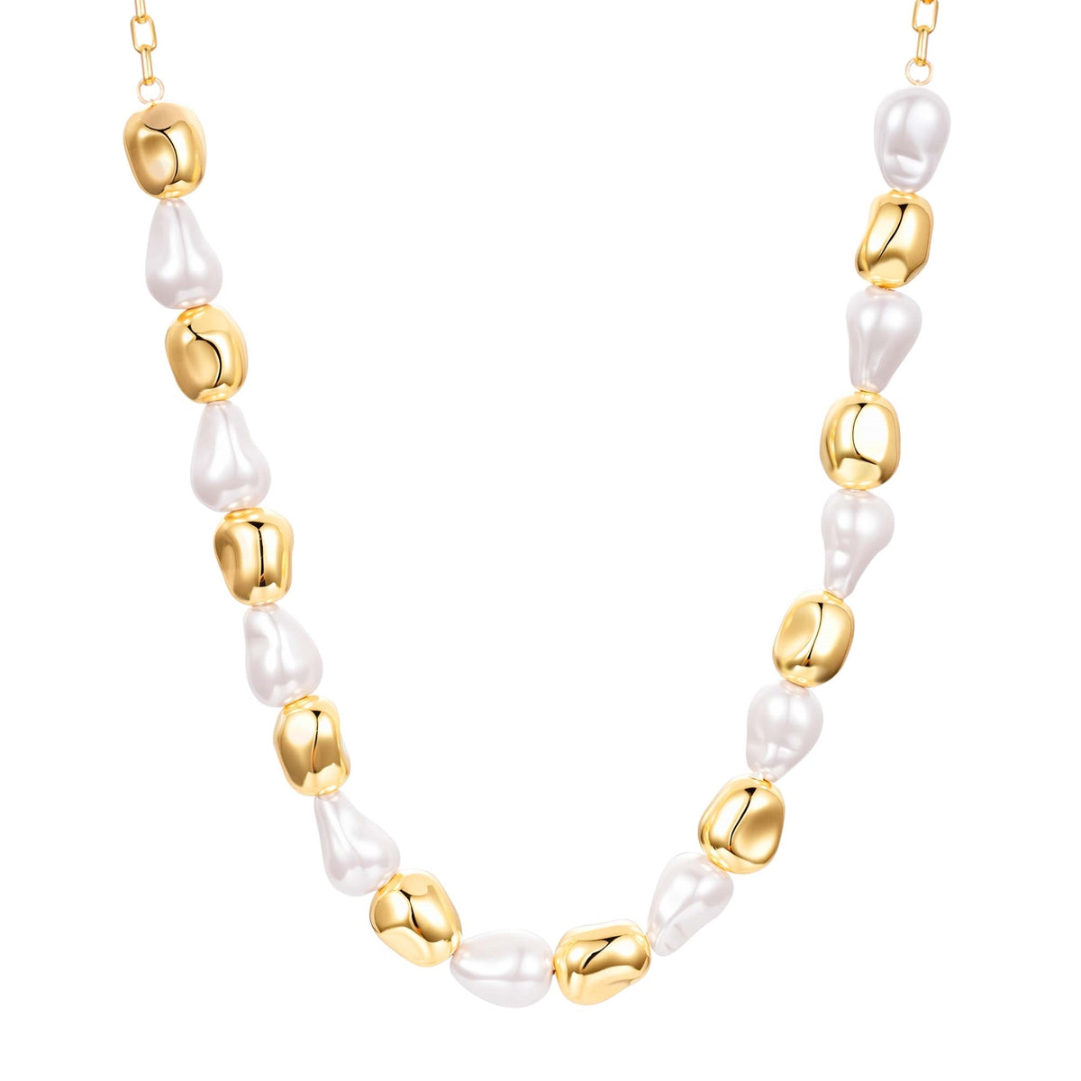 Kette gelbgold Glasperle weiß