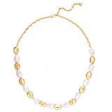 Kette gelbgold Glasperle weiß