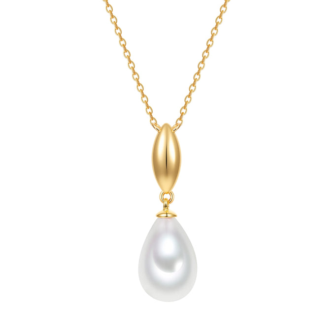 Kette mit Anhänger gelbgold Glasperle weiß