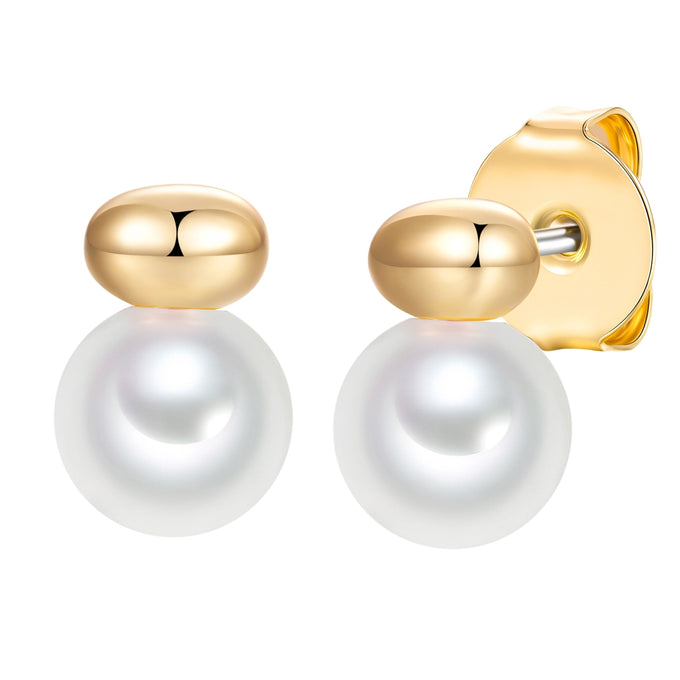 Ohrstecker gelbgold Muschelkernperle weiß