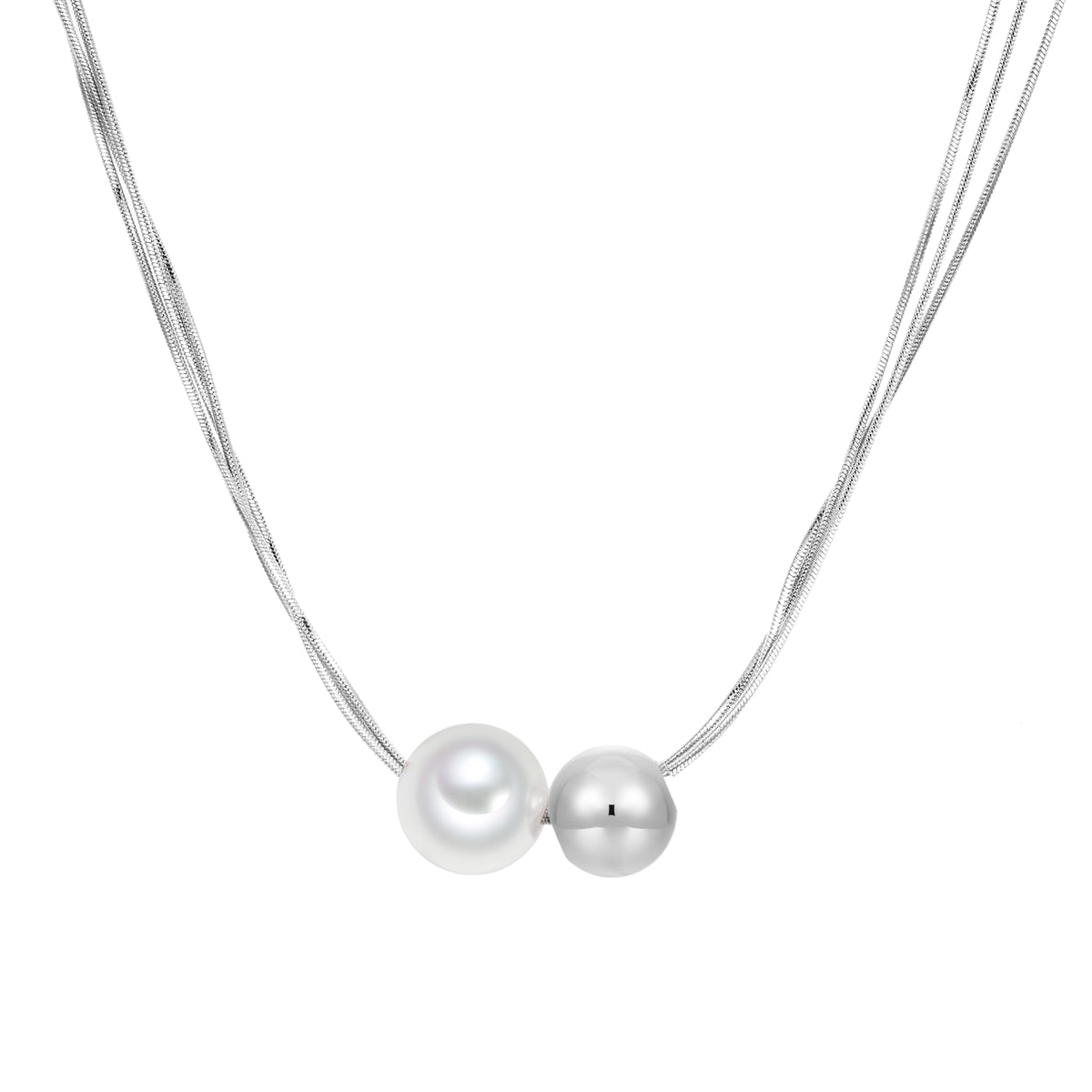 Kette mit Anhänger Glasperle weiß