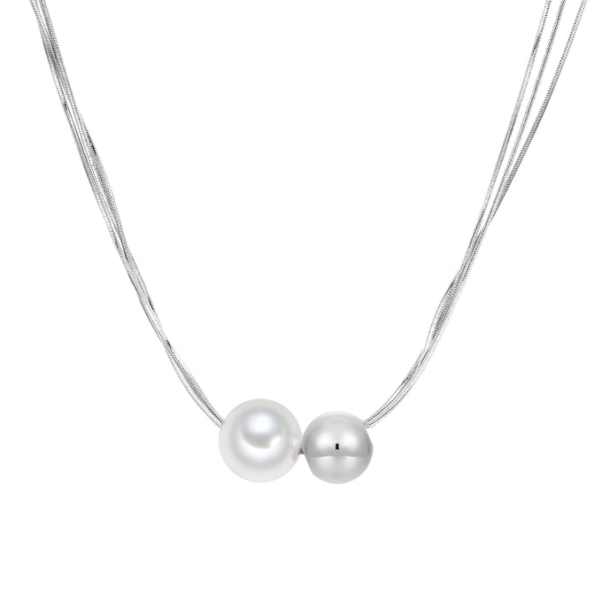 Kette mit Anhänger Glasperle weiß