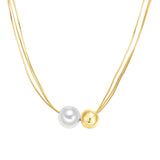 Kette mit Anhänger gelbgold Glasperle weiß