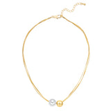 Kette mit Anhänger gelbgold Glasperle weiß