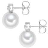 Ohrstecker Zirkonia weiß Glasperle weiß