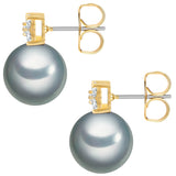 Ohrstecker gelbgold Zirkonia weiß Glasperle grau
