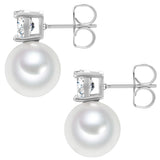 Ohrstecker Zirkonia weiß Glasperle weiß