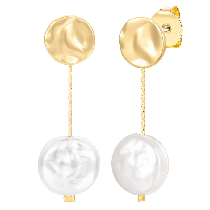 Ohrstecker gelbgold Glasperle weiß