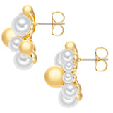 Ohrstecker gelbgold Perle (synth.) weiß
