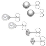 3er Set Ohrstecker Glaskristall weiß Glasperle weiß