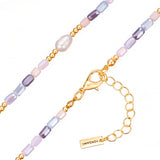 Kette mit Anhänger gelbgold Süßwasser-Zuchtperle weiß Glas multicolor