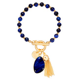 Armband gelbgold Naturstein blau