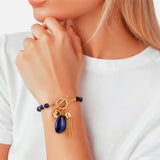 Armband gelbgold Naturstein blau