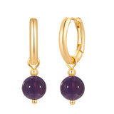 Creolen gelbgold Naturstein lila