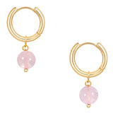 Creolen gelbgold Naturstein rosa