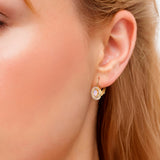 Ohrhänger gelbgold Zirkonia weiß Glaskristall opal rosa