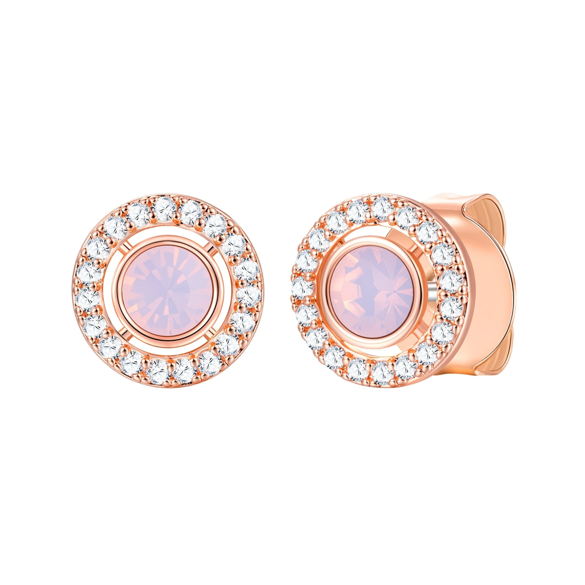 Ohrstecker roségold Zirkonia weiß Glaskristall opal rosa