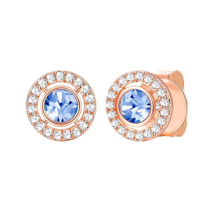 Ohrstecker roségold Zirkonia weiß Glaskristall blau