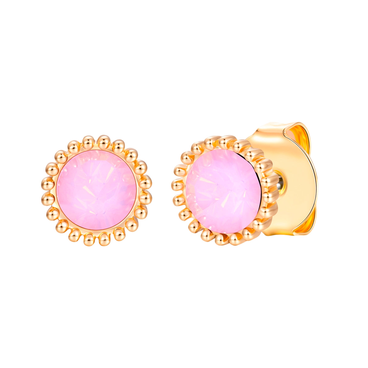 Ohrstecker gelbgold Glaskristall opal rosa