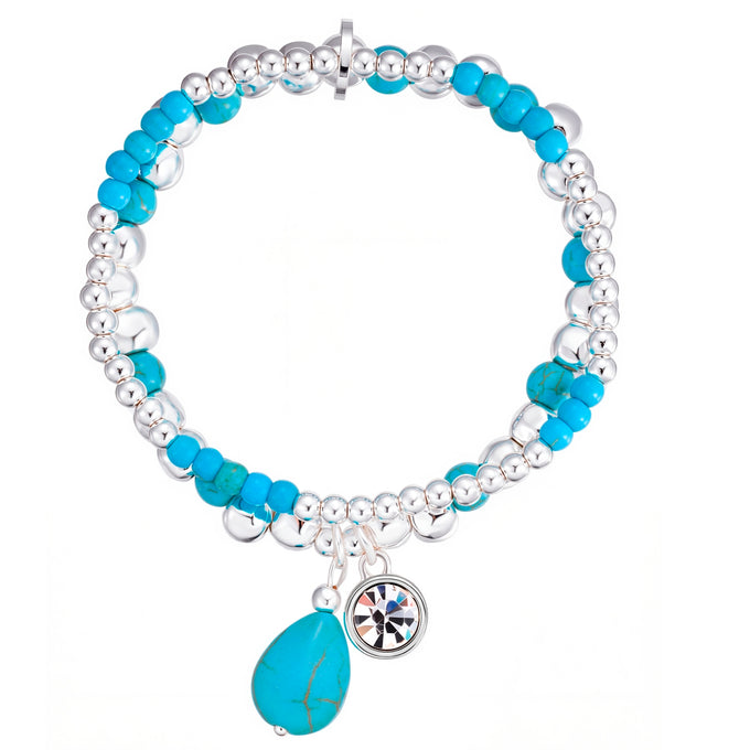 Armband Türkis (rek.) Glaskristall weiß