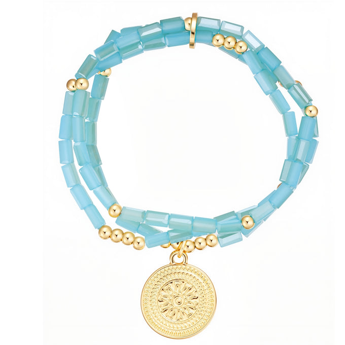 Armband gelbgold Glas türkis