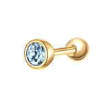 Piercing Sterling Silber gelbgold Zirkonia hellblau
