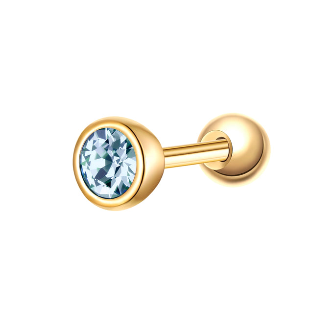 Piercing Sterling Silber gelbgold Zirkonia hellblau
