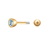 Piercing Sterling Silber gelbgold Zirkonia hellblau