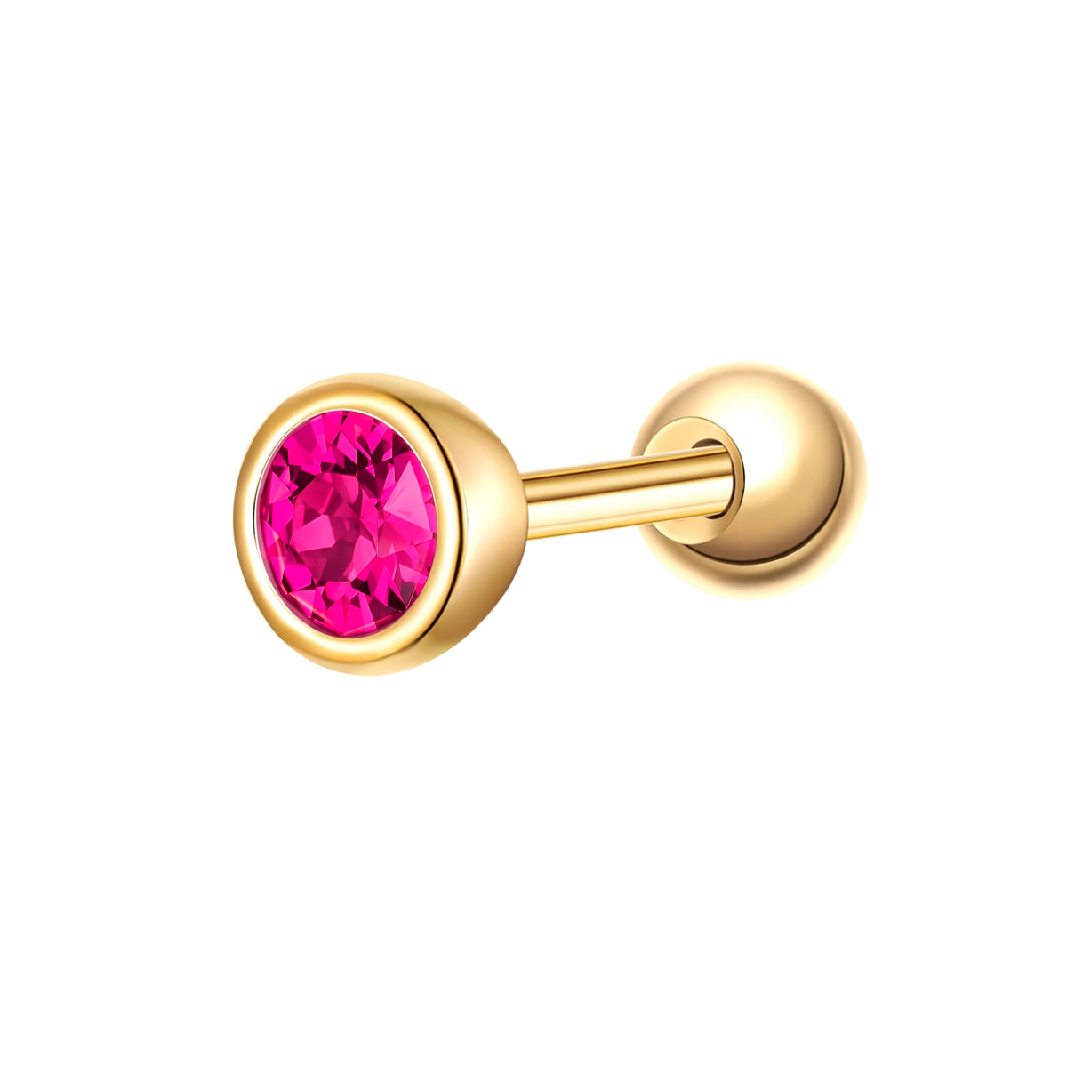 Piercing Sterling Silber gelbgold Zirkonia rot