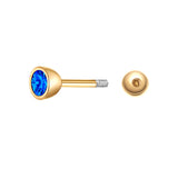 Piercing Sterling Silber gelbgold Zirkonia dunkelblau