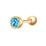 Piercing Sterling Silber gelbgold Zirkonia blau