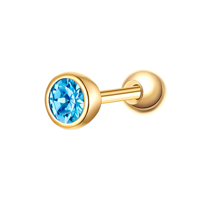 Piercing Sterling Silber gelbgold Zirkonia blau