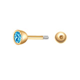 Piercing Sterling Silber gelbgold Zirkonia blau
