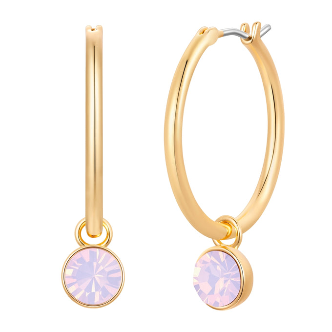 Creolen gelbgold Glaskristall Opal rosa