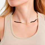 Kette gelbgold Glas schwarz