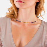 Kette gelbgold Glas schwarz