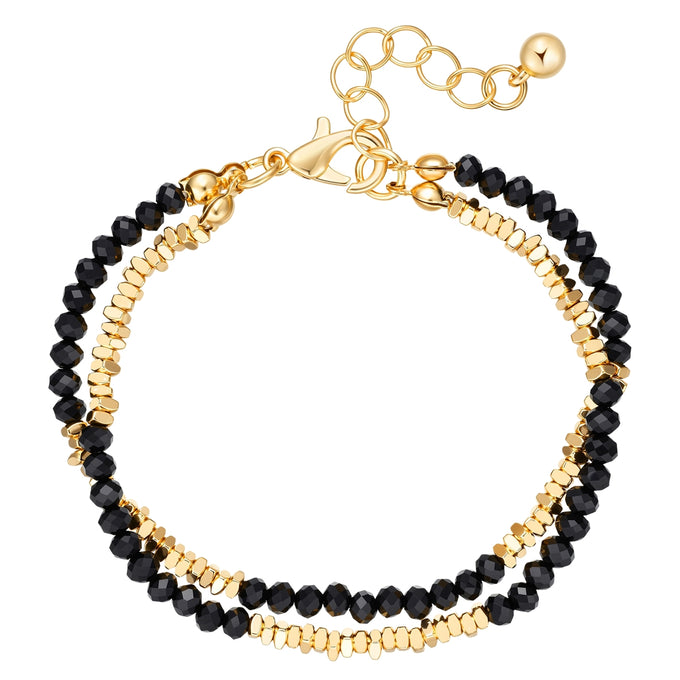 Armband gelbgold Glas schwarz